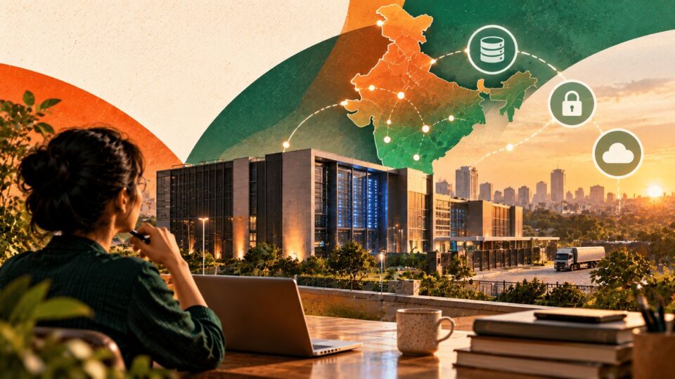 India data infrastructure visual representing local AI processing and safe data handling